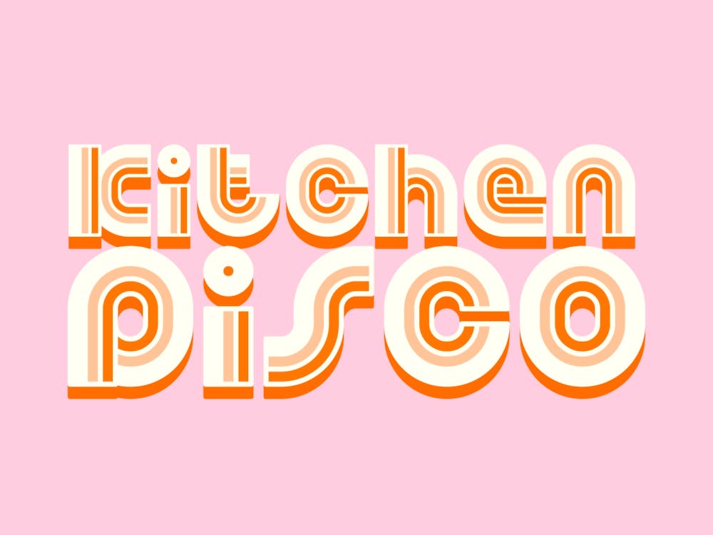 Kitchen Disco Typography Orange on Pink