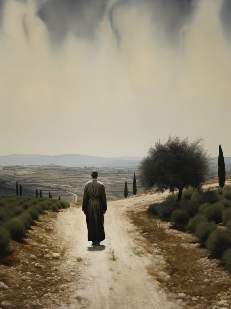 Walking Down Path Oil Painting