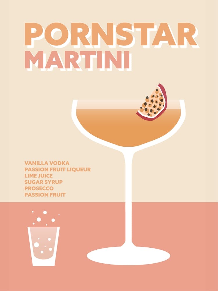 Pornstar Martini Cocktail Pink Colourful Bar Wall