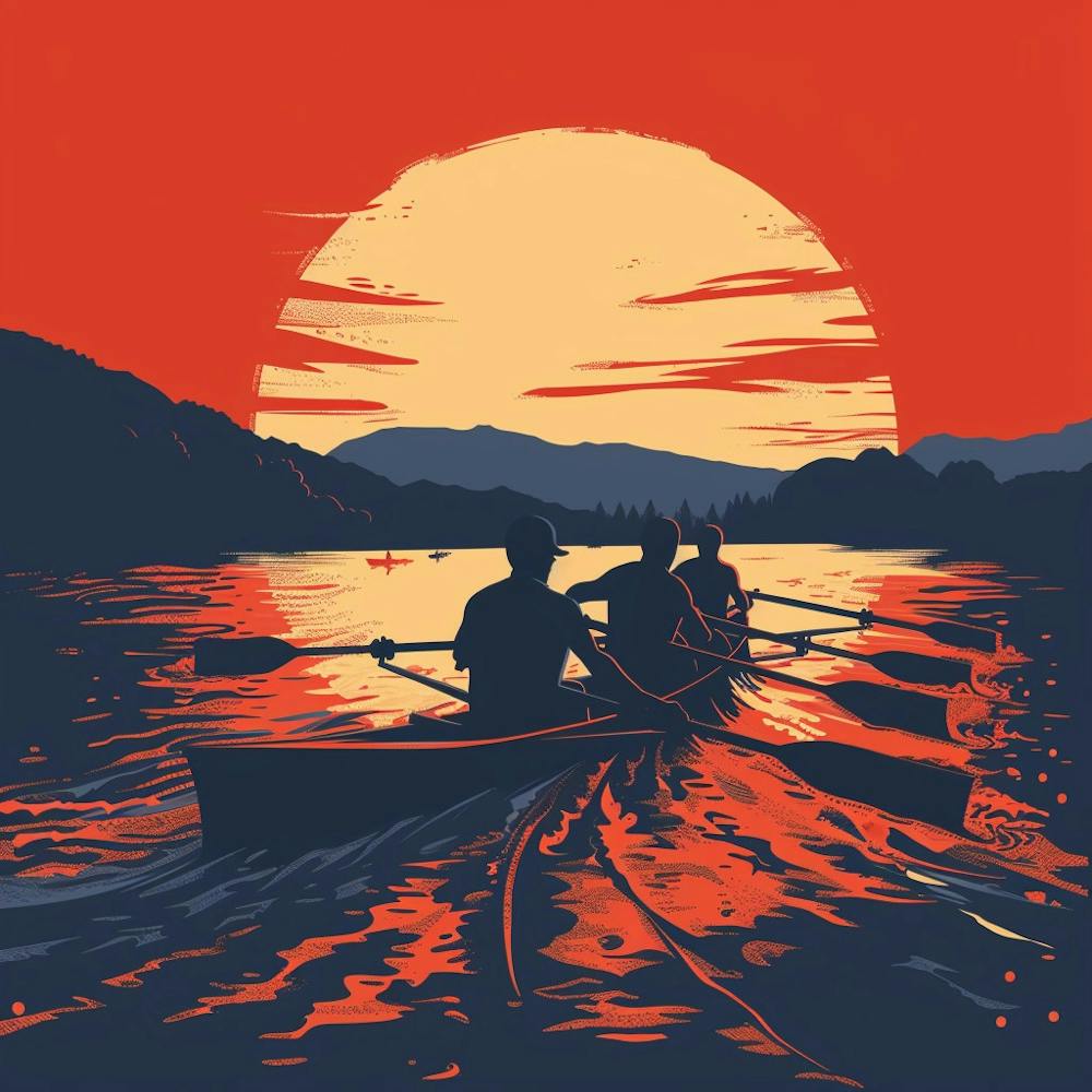 Rowing At Sunset 1