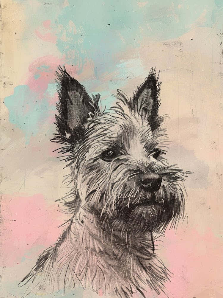 Colourful Berger Picard Dog Abstract Line Illustration 1