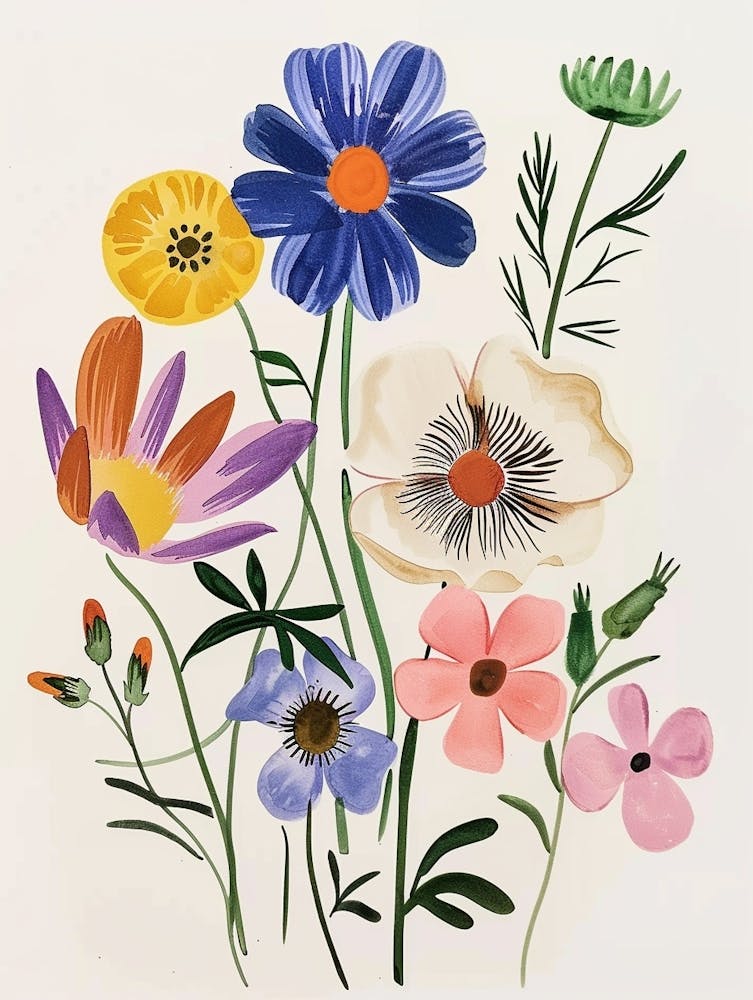 Gemalte Blumen Kosmos 2