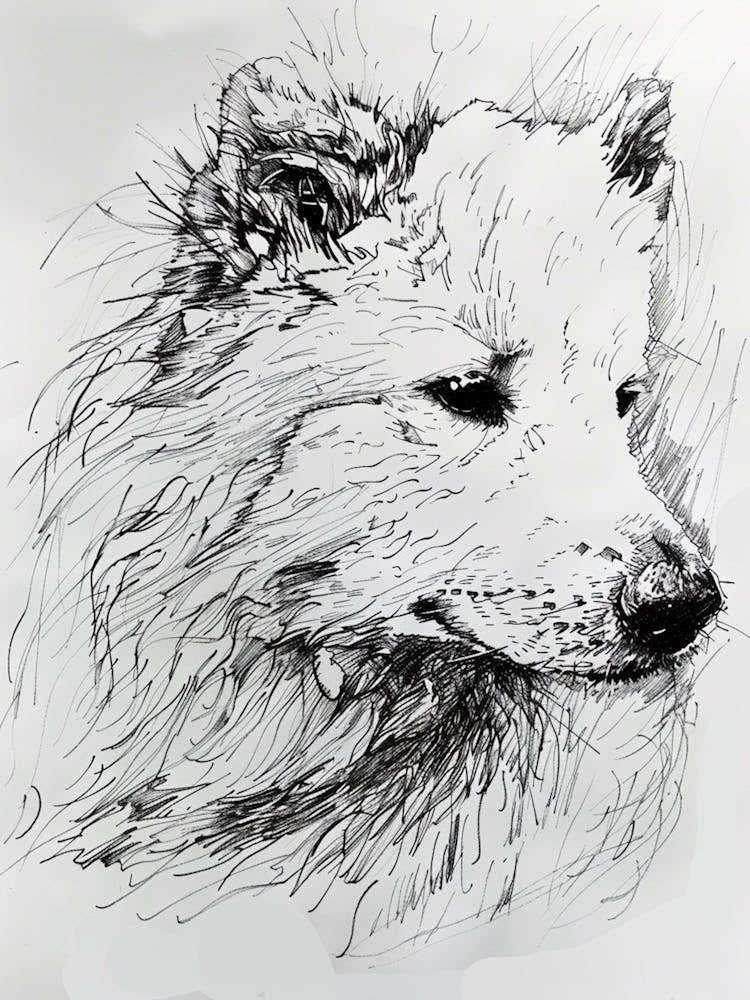 Samoyed Line Sketch
