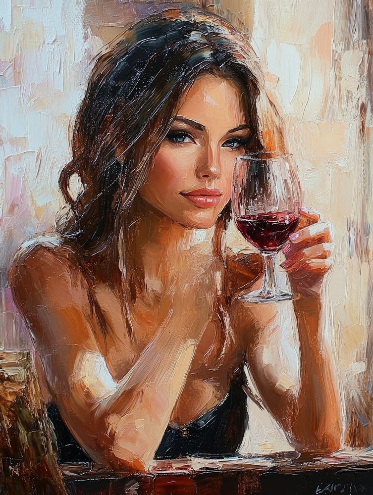 Beautiful Attractive Young Woman Holding A Glass Of Wine 1