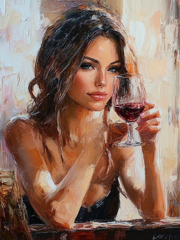 Beautiful Attractive Young Woman Holding A Glass Of Wine 1