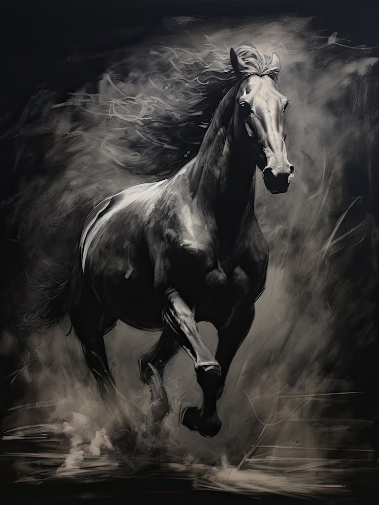 A Horse Painting In The Style Of Chiaroscuro 3