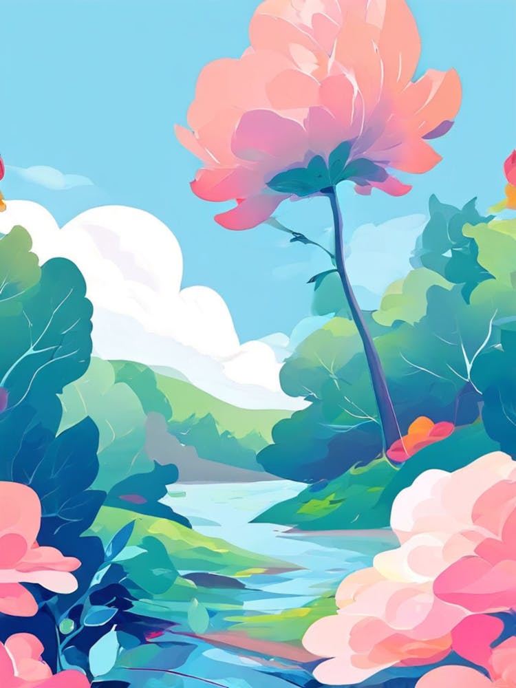 Pink Flowers In The Forest