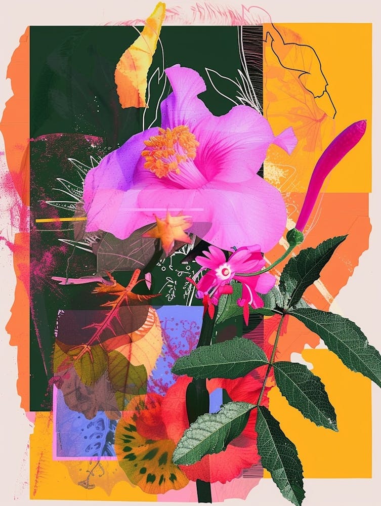 Portulaca 4 Neon Flower Collage