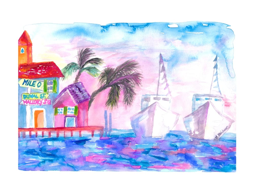Key West Pier With Boats