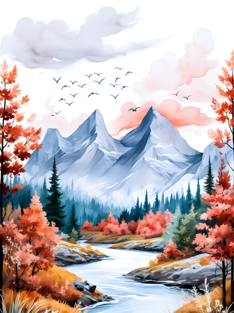 Celestial Sojourn Birds In Flight Amidst Mountain Majesty