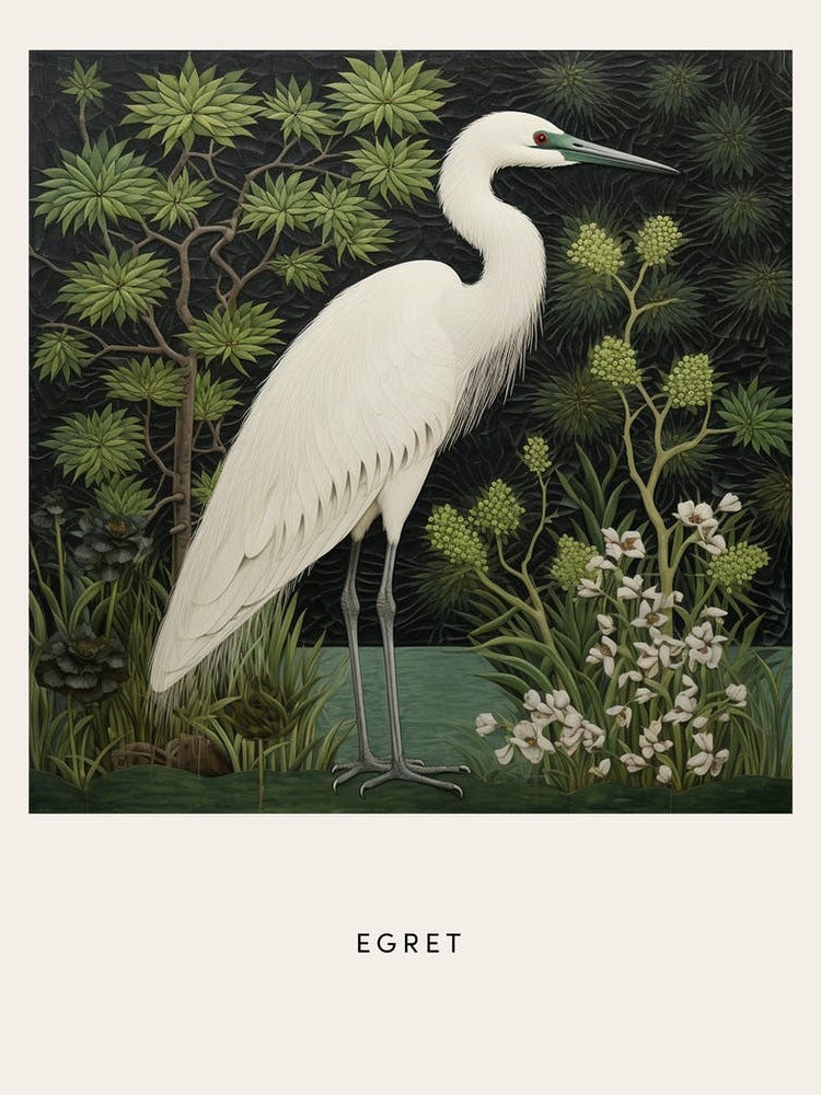 Ohara Koson Inspired Bird Painting Egret 3 Poster