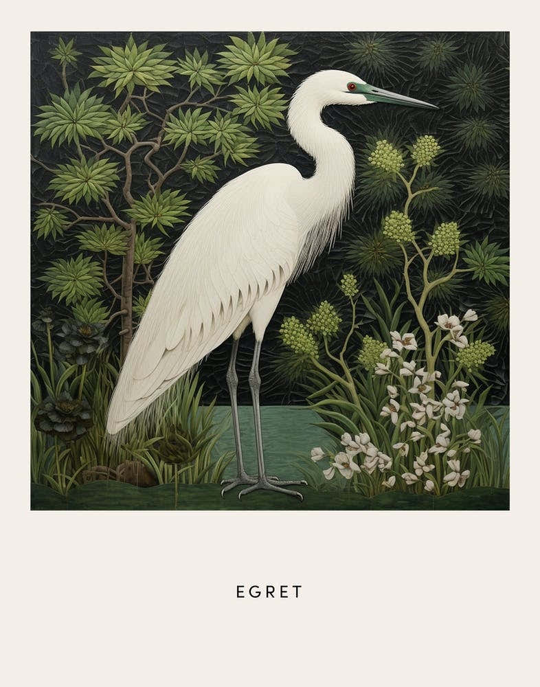 Ohara Koson Inspired Bird Painting Egret 3 Poster