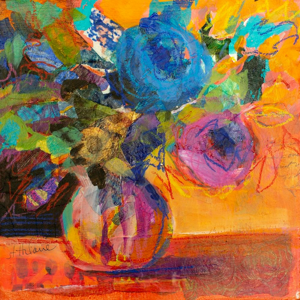 Abstract Collage Flower Arrangement  Square