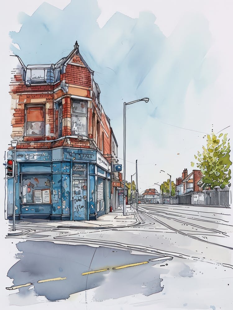 Havering London Borough Straßen Aquarell 8