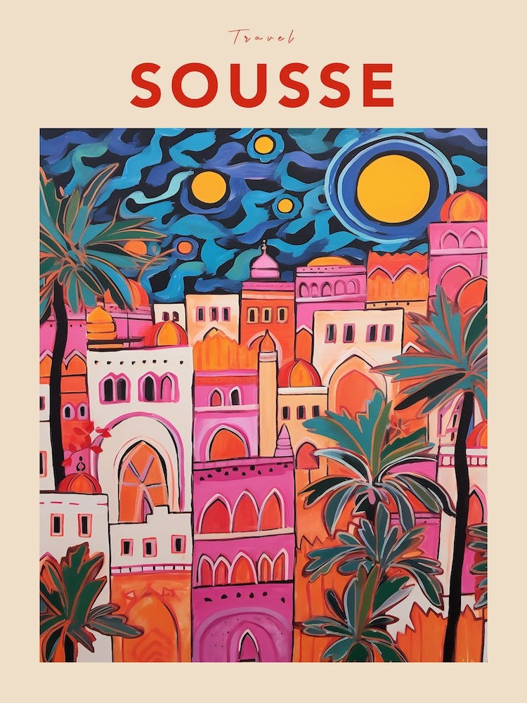 Sousse Tunisia 4 Fauvistisches Reiseposter