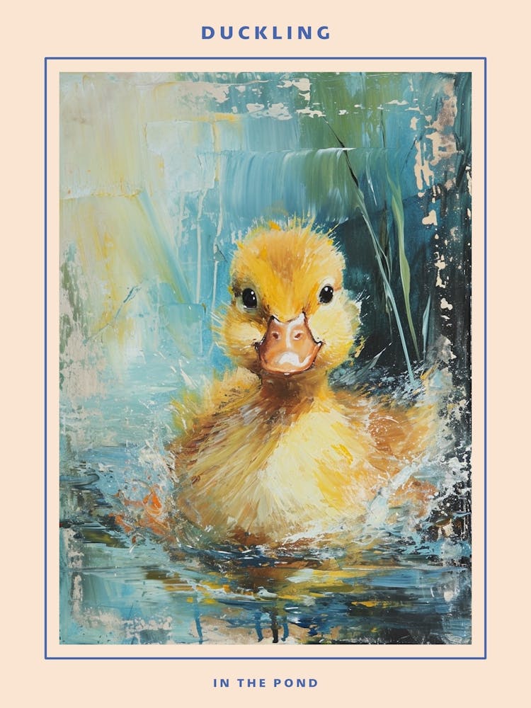 Cute Brushstrokes Ducklings 1 Poster