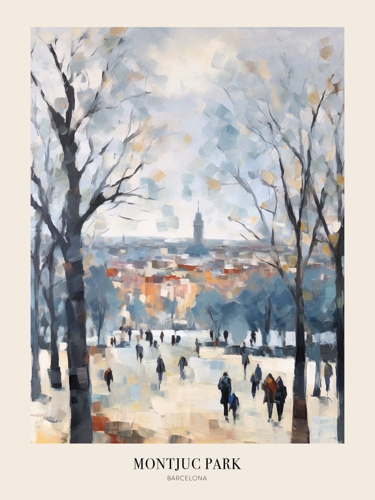 Winter City Park Poster Montjuc Park Barcelona 2