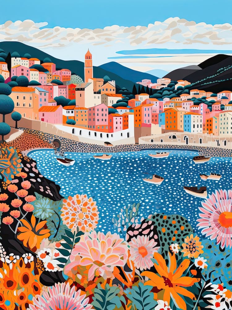 Santa Margherita Ligure, Italy, Illustration In The Style Of Pop Art 1