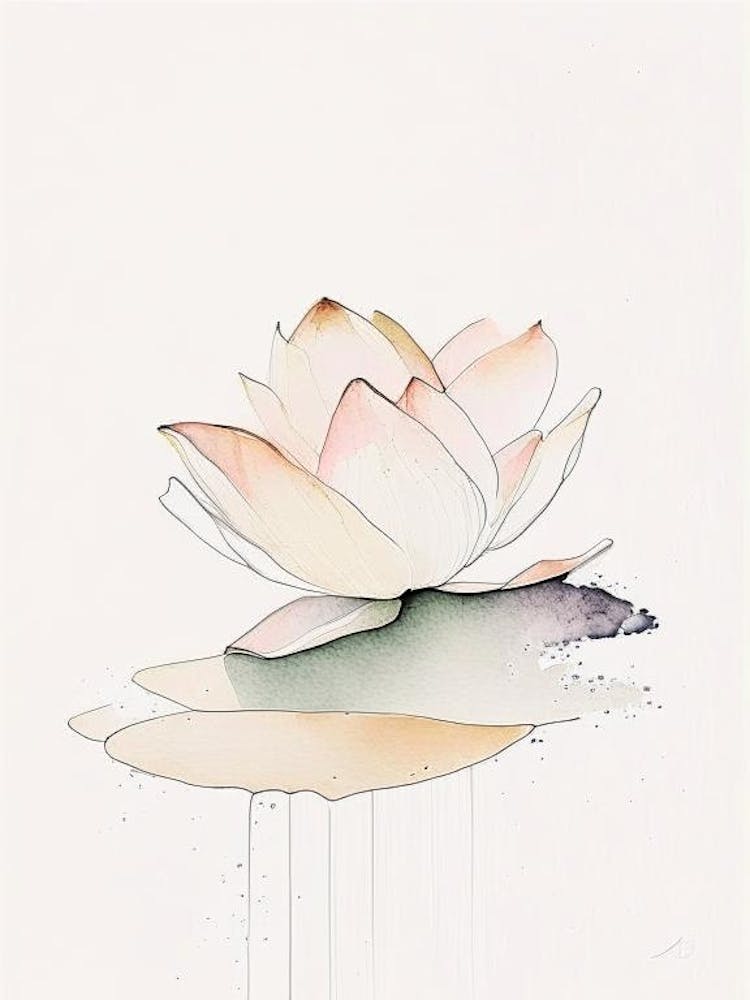 Lotus Flower Petals Minimal Watercolour 2