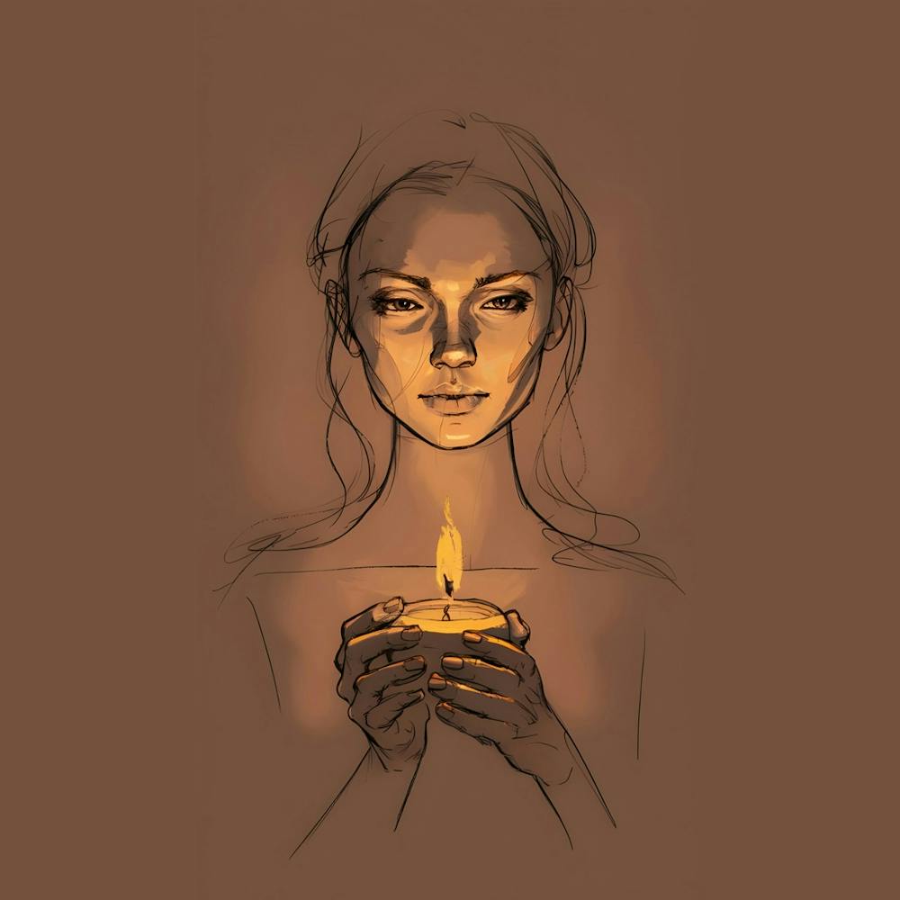 Woman Holding A Candle