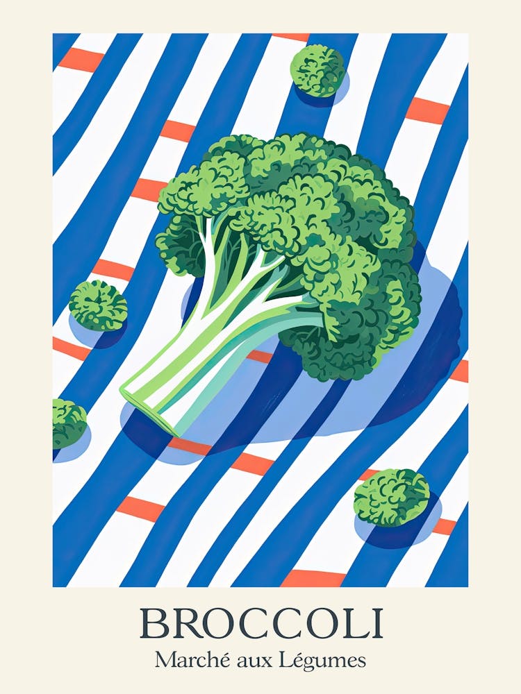 Marche Aux Legumes Broccoli Summer Illustration 3