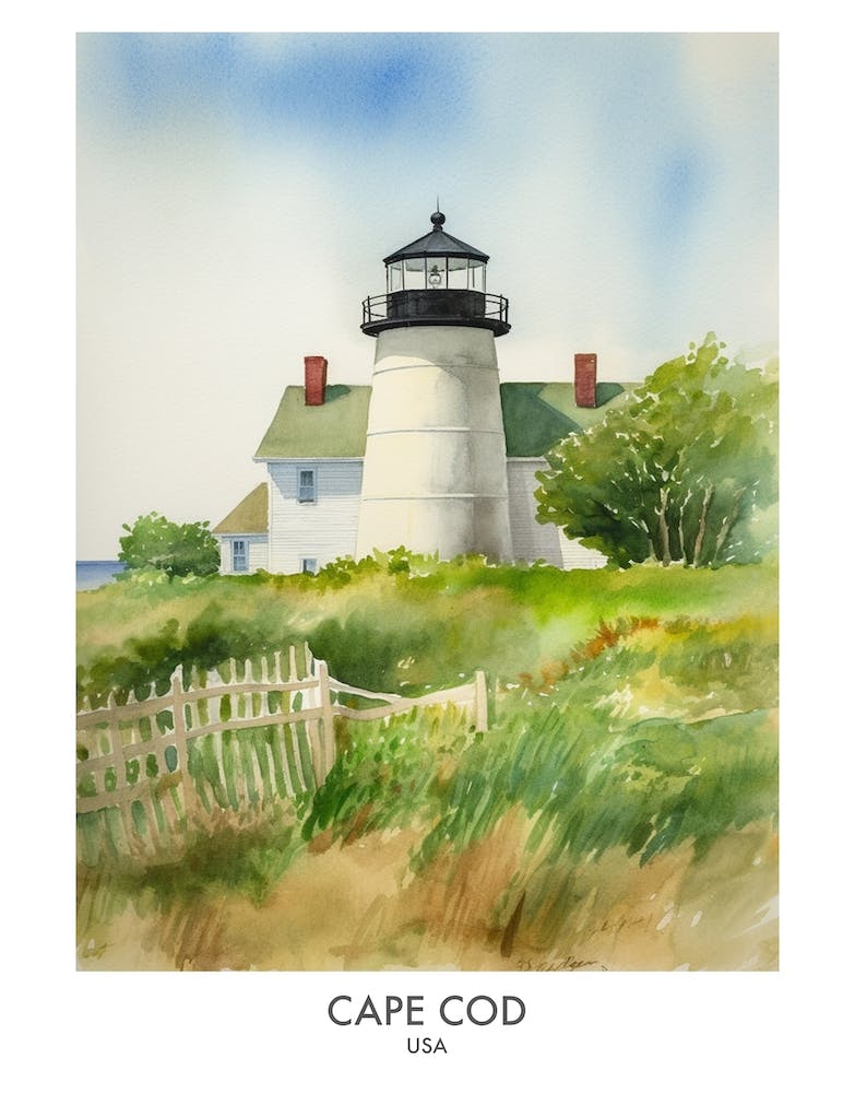 Cape Cod 3 Watercolour Travel Poster
