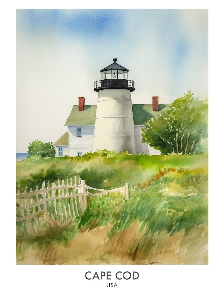 Cape Cod 3 Watercolour Travel Poster