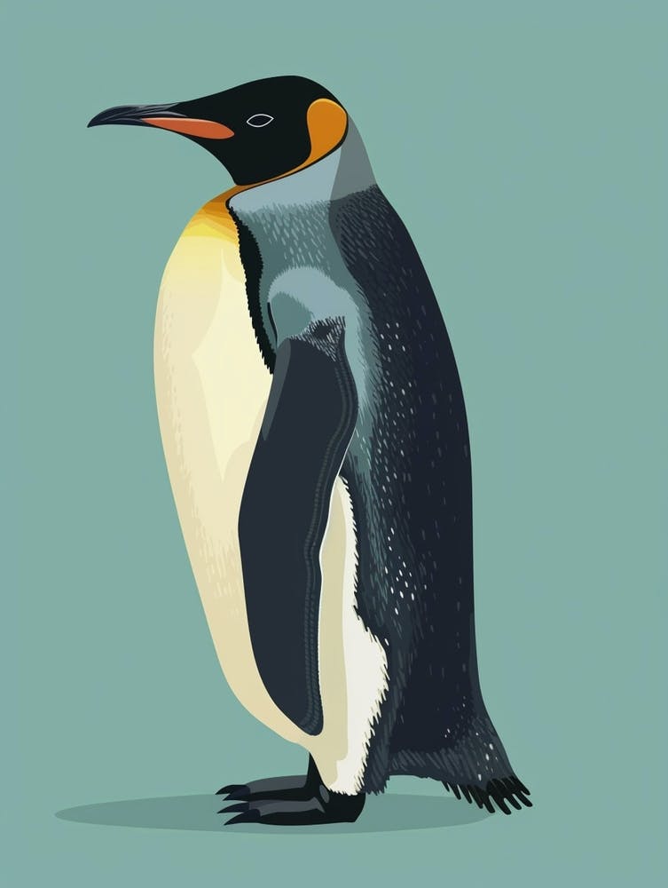 Emperor Penguin Grytviken Minimalist Illustration 4