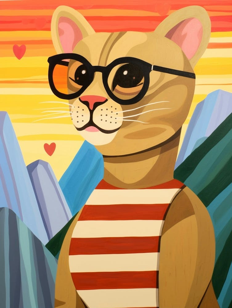Little Mountain Lion 2 Wearing Sunglasses