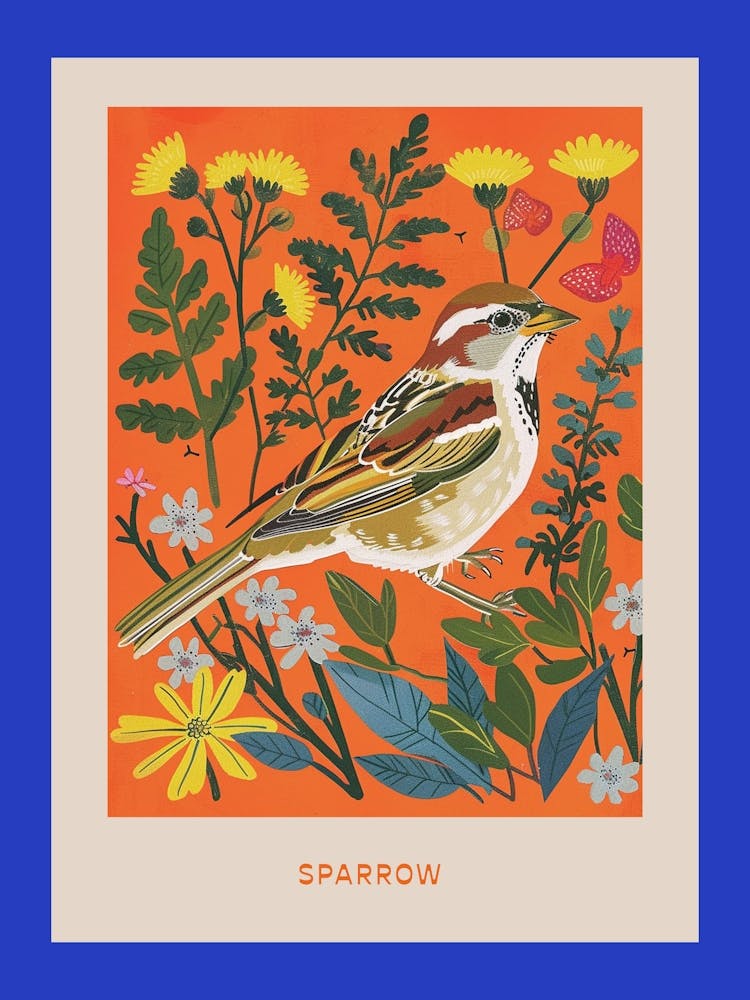 Spring Birds Poster Sparrow 3