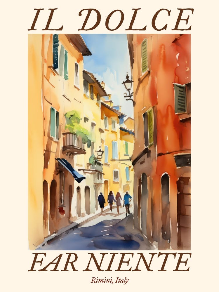 Il Dolce Far Niente Rimini, Italy Watercolour Streets 4 Poster