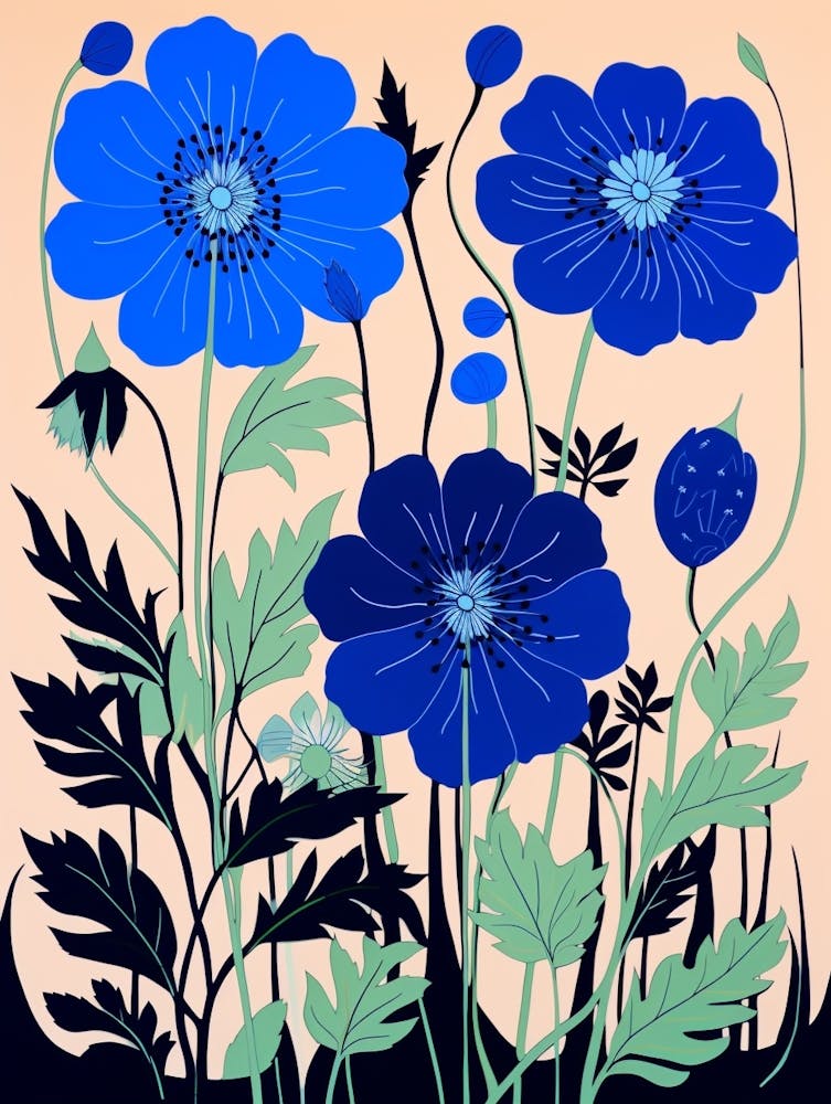 Blue Flower Illustration Love In A Mist Nigella 2