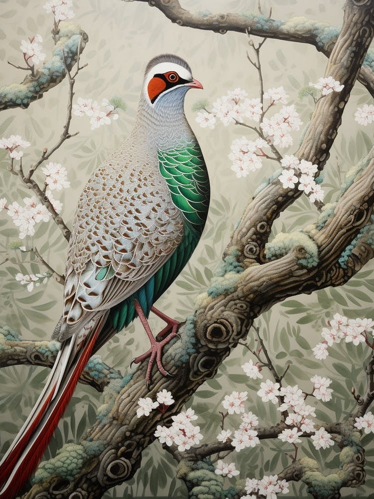 Ohara Koson Inspired Bird Painting Pheasant 1
