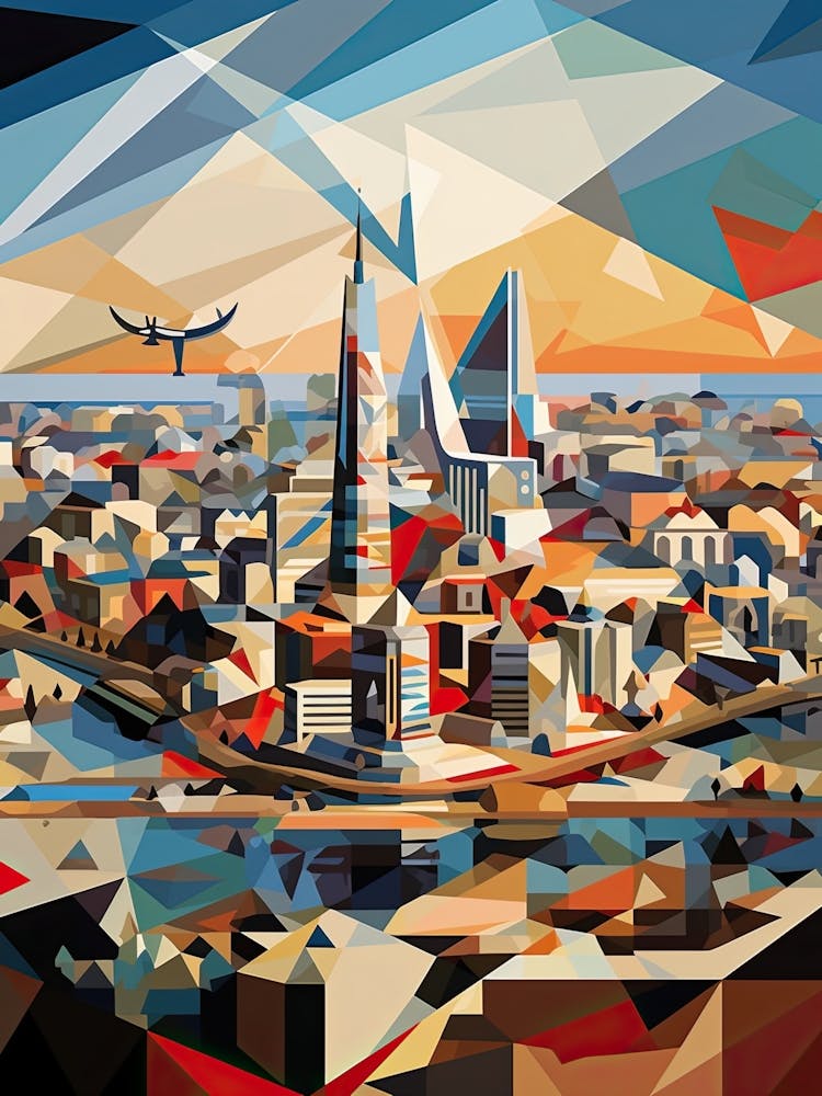 Warsaw, Poland, Geometric Illustration 1