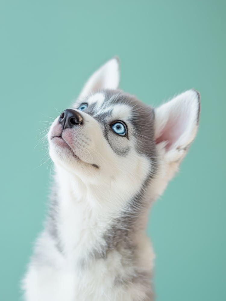 Husky Puppy Looking Up. Generated with AI. 1