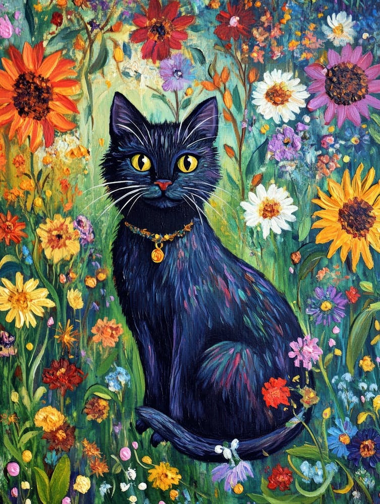 Black Cat In The Garden