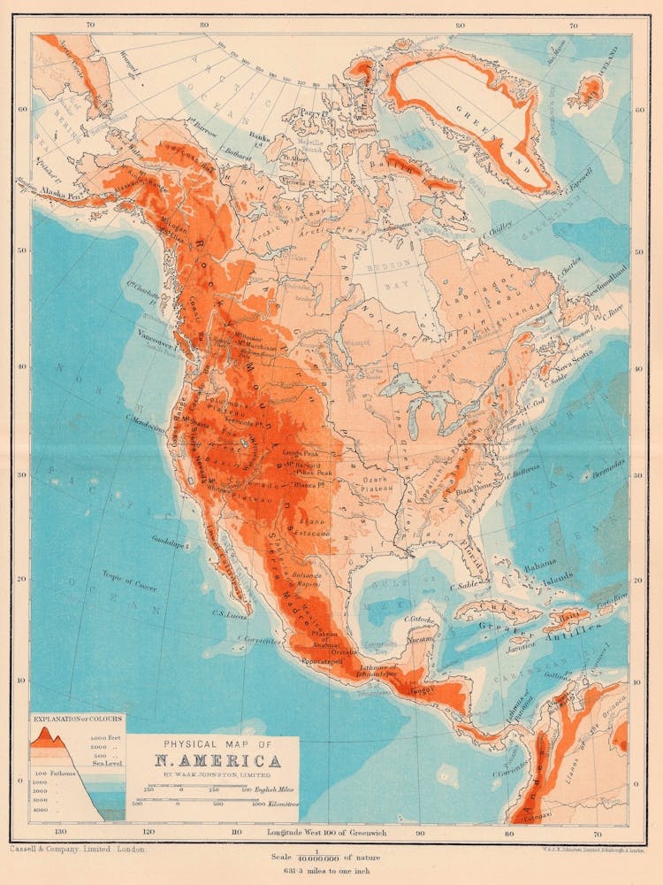 Map Of North America — retro map, vintage map print