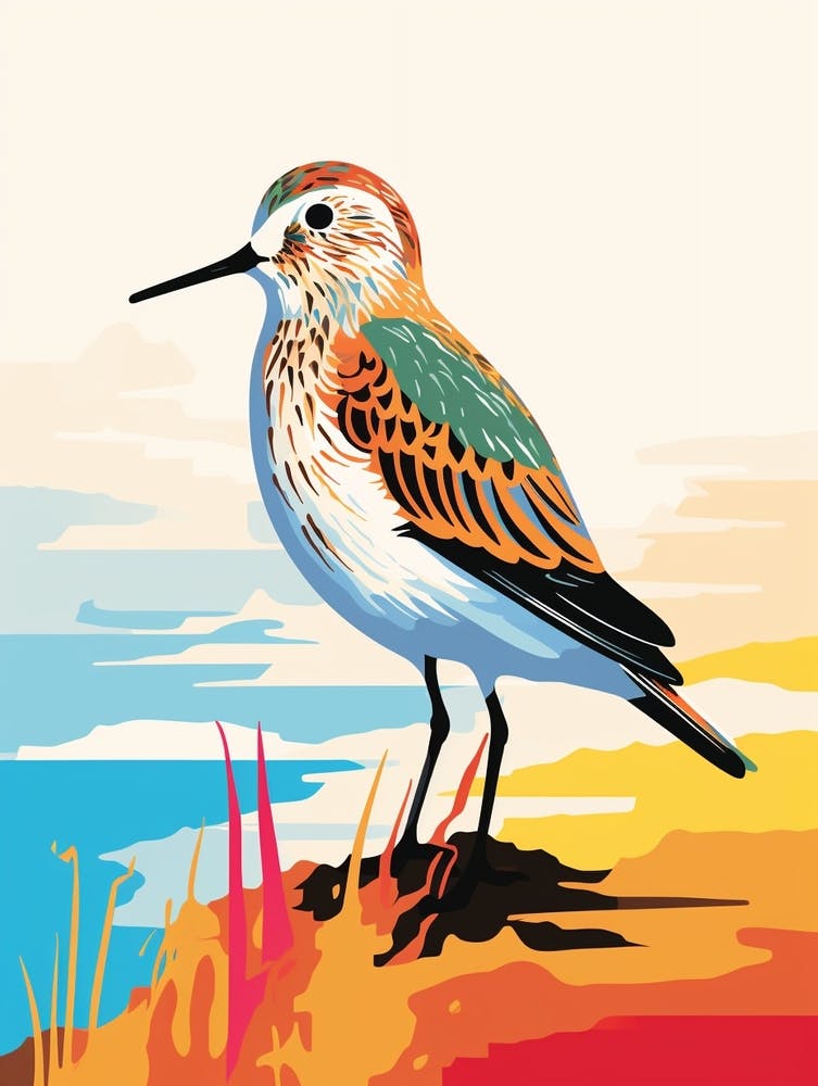 Colourful Geometric Bird Dunlin 4