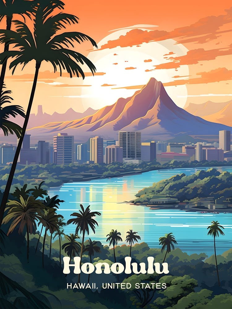 Honolulu Hawaii 1 Travel Poster 3 4 Resize