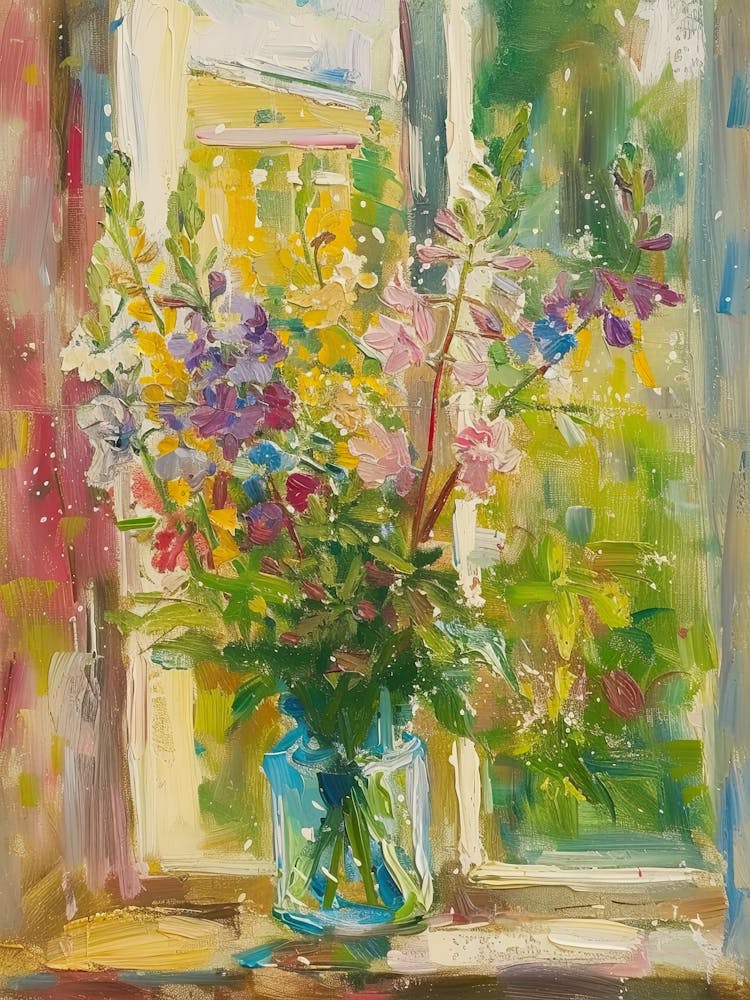 Bluebell Flowers On A Cottage Window 4