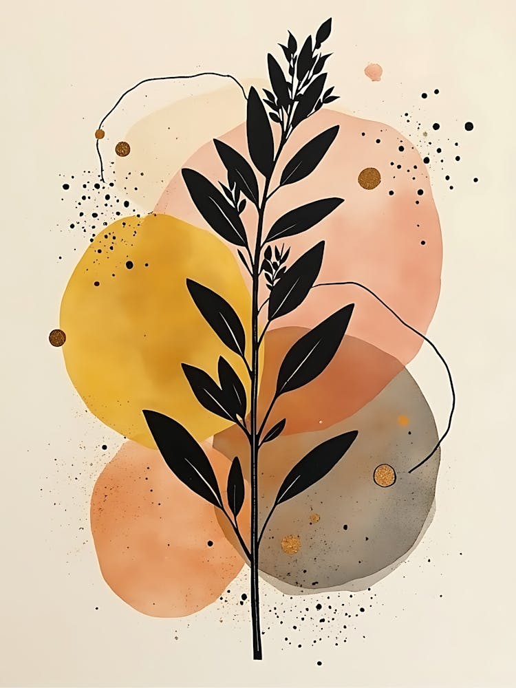 Muted Wild Plant Shapes in Soft Natural Colors