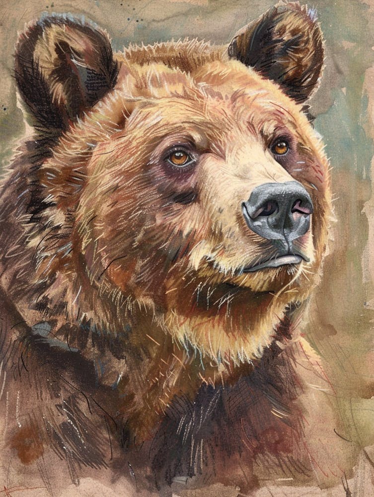 Brown Bear Pastel Watercolour 3