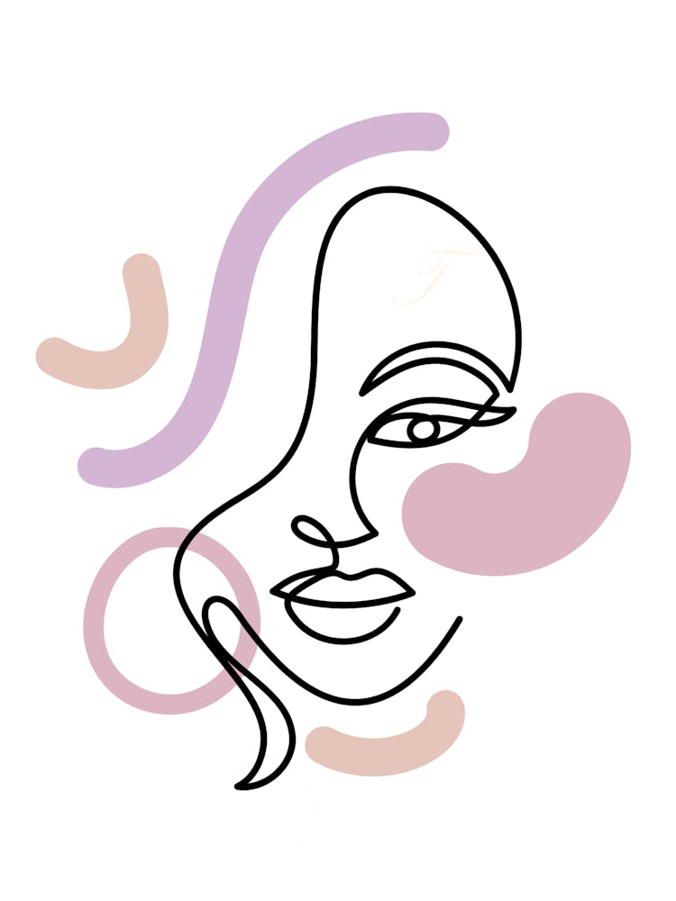 Abstract Line Colorful Face Of A Woman