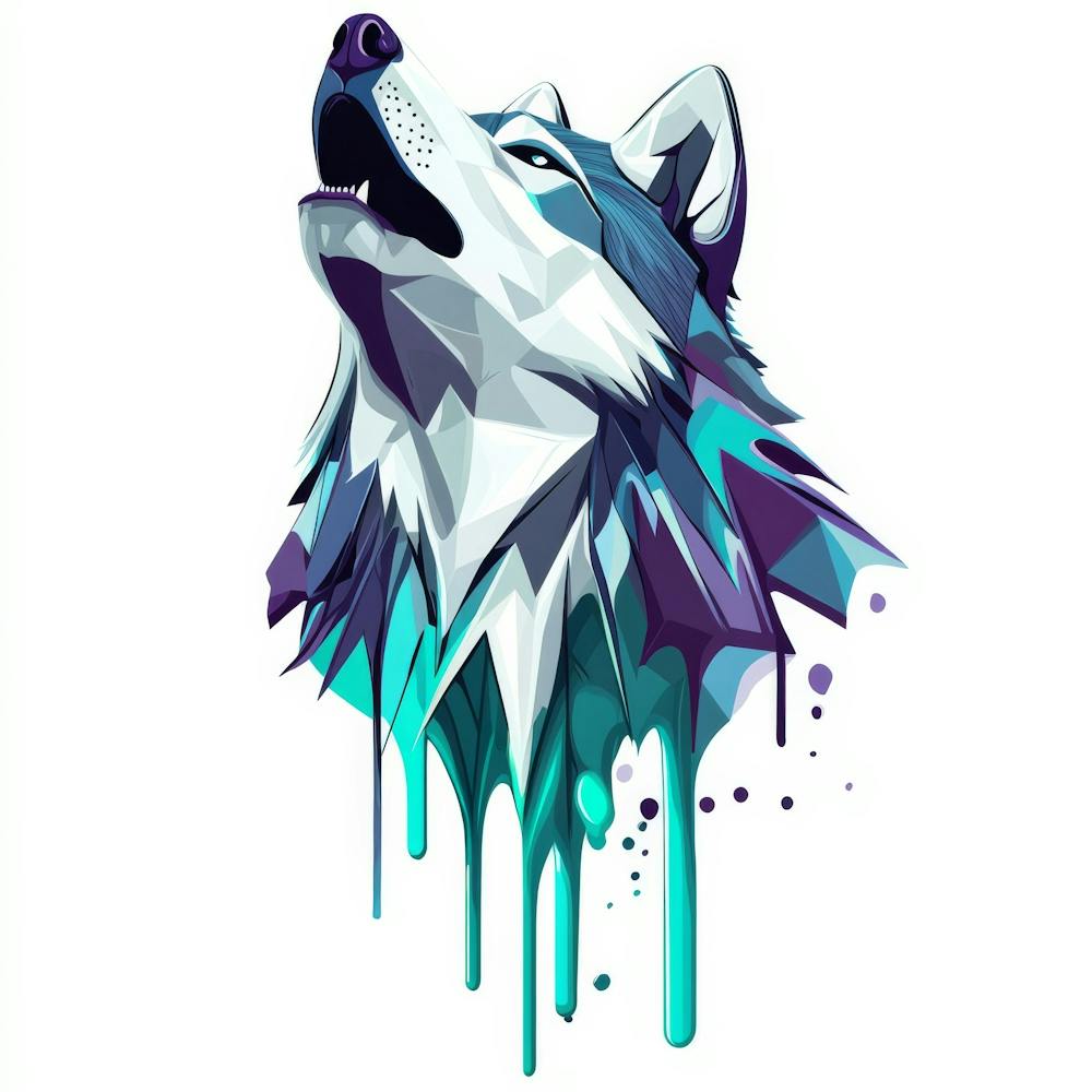 Wolf Howling Generated AI. Wall