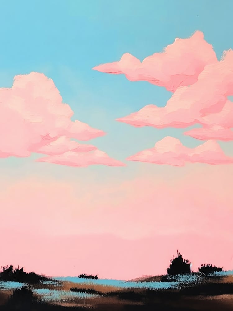 Ciels Roses Pastel Le Soir Rétro