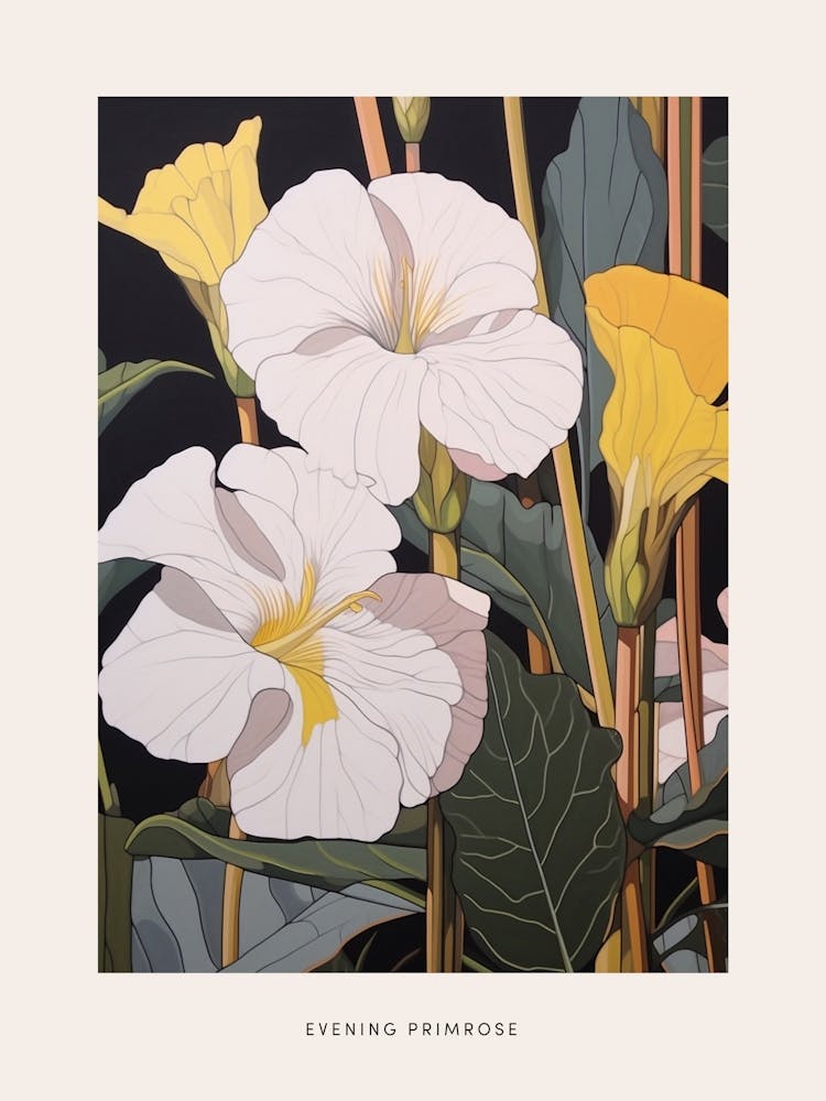 Blumenillustration Nachtkerze 1 Poster