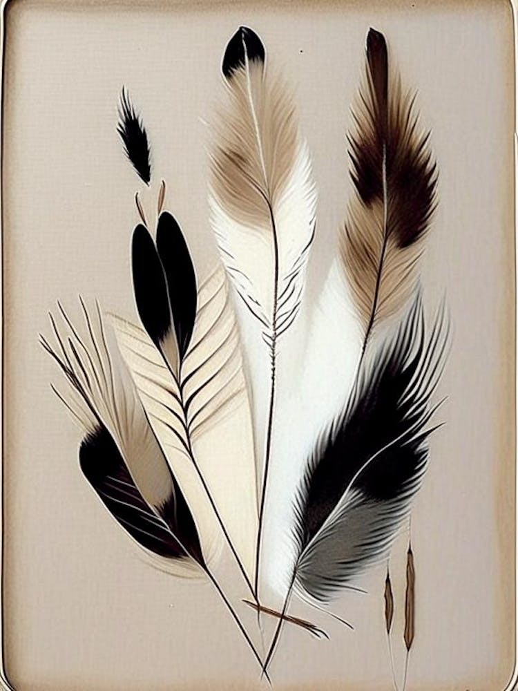 Feather And Birds 1, Symbol Abstract Painting