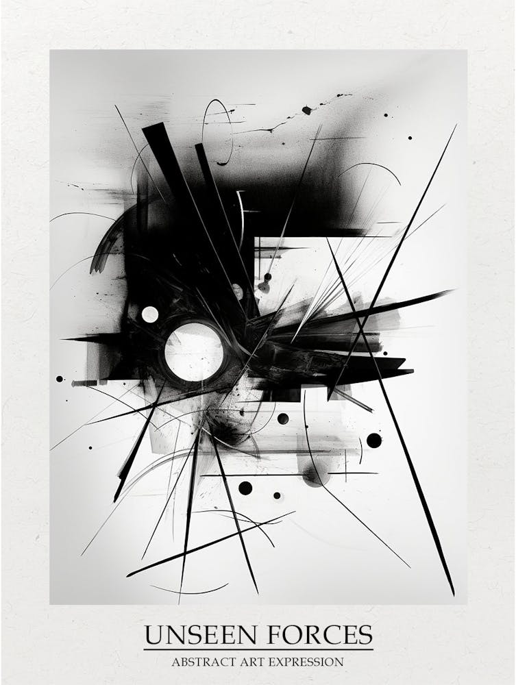 Unseen Forces Abstract Black And White 7 Poster