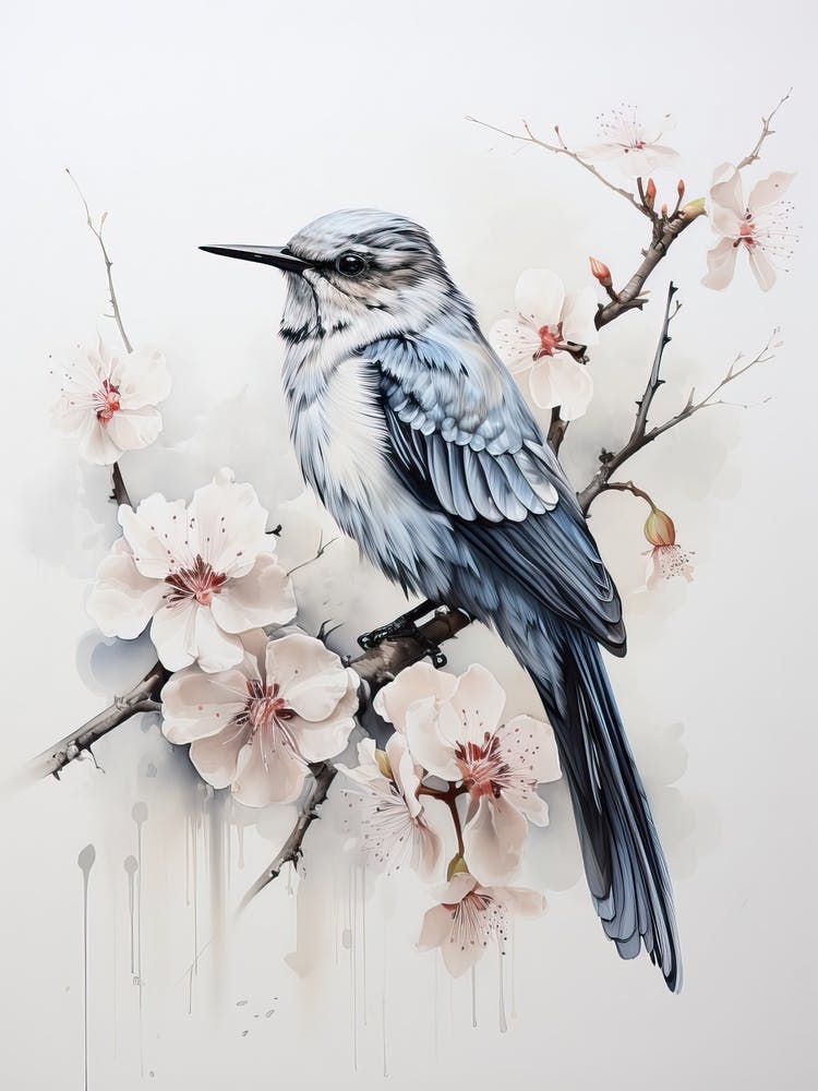 Kolibri, Japanische Pinselmalerei, Ukiyo E, Minimal 1