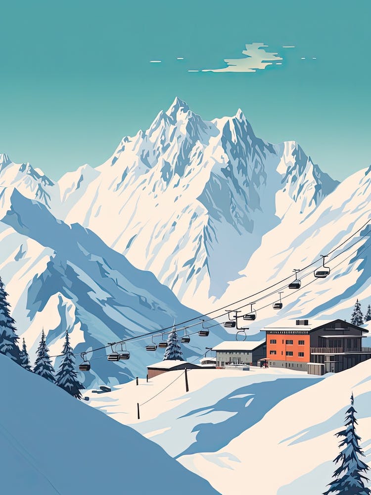 Verbier   Switzerland, Ski Resort Illustration 0 Simple Style